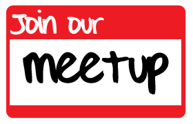 Meetup.com logo with white text and red background